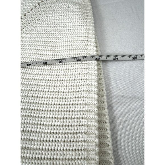 White Cable Knit Crewneck Sweater S Cozy Preppy Layer Minimalist Classic Cottage - Picture 7 of 7